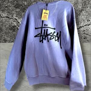•NWT• STÜSSY Basic Pigment Dyed Grape Crewneck Sweatshirt • Size 2XL